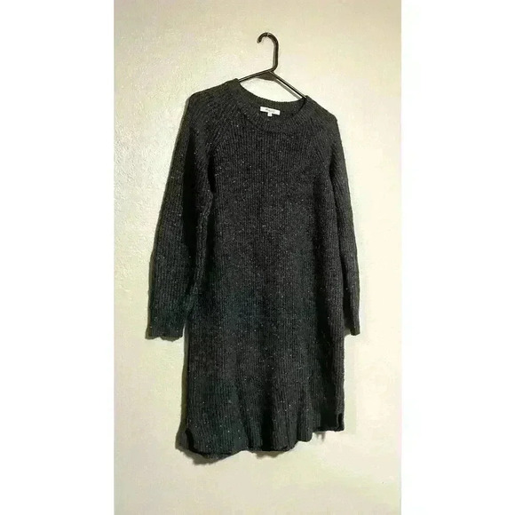 Madewell Wool Blend Curved Hem Donegal Sweater Dress Size S Charcoal Gray - Picture 1 of 9